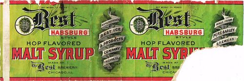 1925 Best Hapsburg Style Malt Syrup Label Chicago Illinois