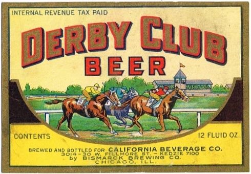 1936 Derby Club Beer 12oz IL58-13 Label Chicago Illinois