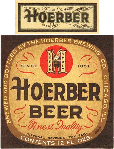 1938 Hoerber Beer 12oz IL28-25 Label Chicago Illinois