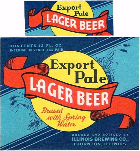 1938 Export Pale Lager Beer 12oz IL104-11 Label Thornton Illinois