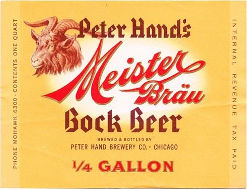 1948 Meister Bräu Bock Beer 32oz One Quart IL28-13 Label Chicago Illinois