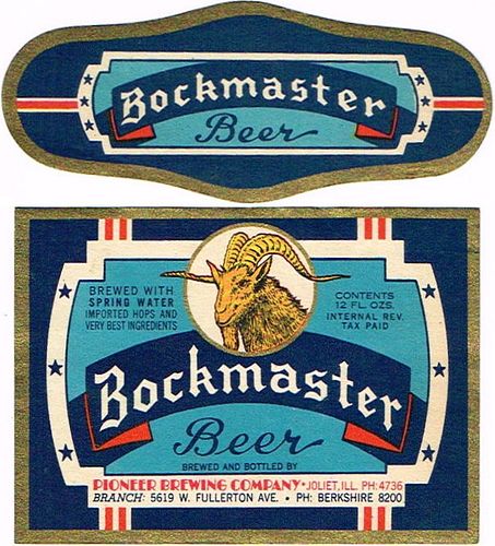 1943 Bockmaster Beer 12oz IL84-04 Label Joliet Illinois