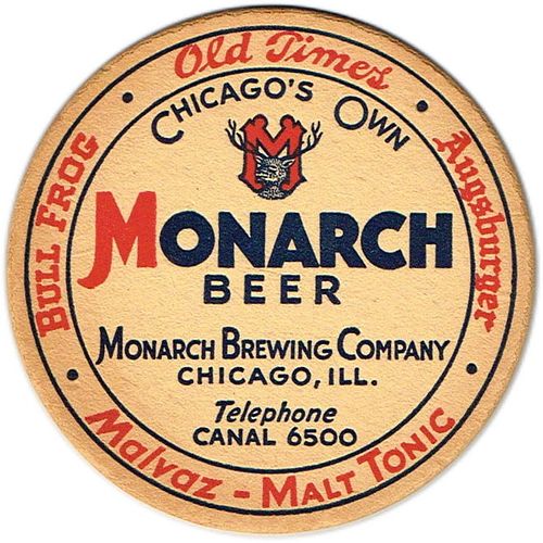 1935 Monarch Beer IL-MON-4 Coaster Chicago Illinois