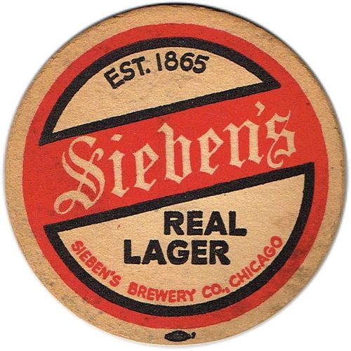 1940 Sieben's Real Lager Beer 4¼ inch coaster IL-SIE-7 Coaster Chicago Illinois