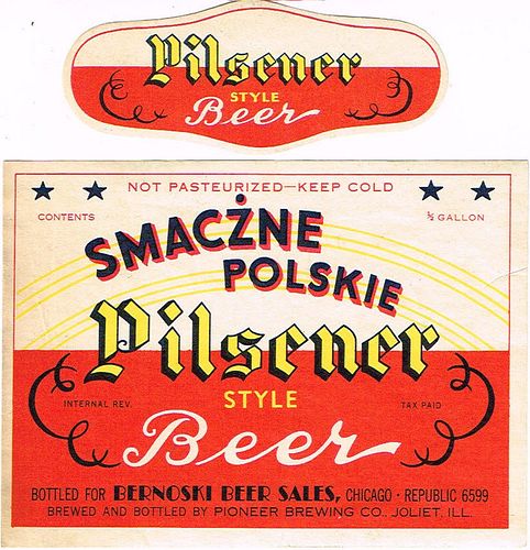 1939 Smaczne Polskie Pilsener Beer Half Gallon Picnic IL57-02 Label Joliet Illinois