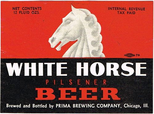 1937 White Horse Pilsener Beer 12oz IL41-02 Label Chicago Illinois