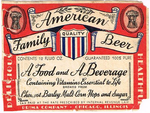 1934 American Family Beer 12oz IL39-24 Label Chicago Illinois