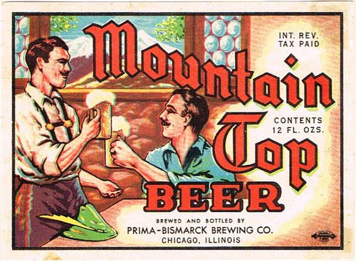 1941 Mountain Top Beer 12oz IL42-08 Label Chicago Illinois