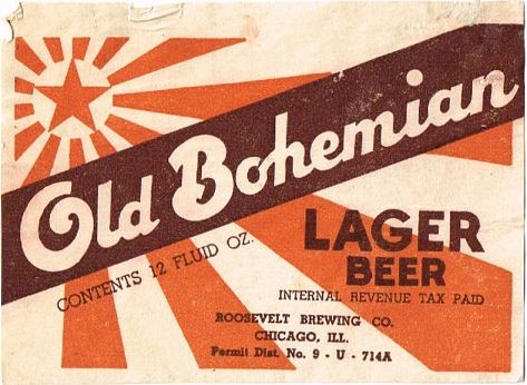 1937 Old Bohemian Beer 12oz IL42-12 Label Chicago Illinois