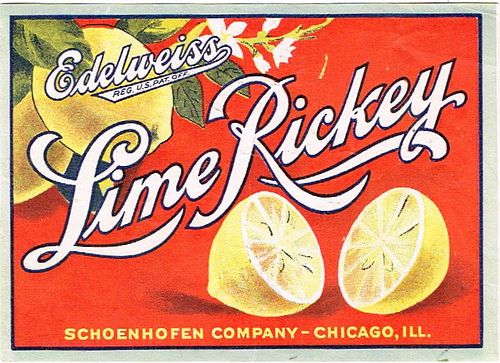 1920 Edelweiss Lime Rickey IL44-10 Label Chicago Illinois
