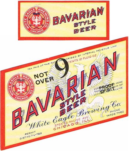 1933 Bavarian Style Beer 12oz IL54-11 Label Chicago Illinois