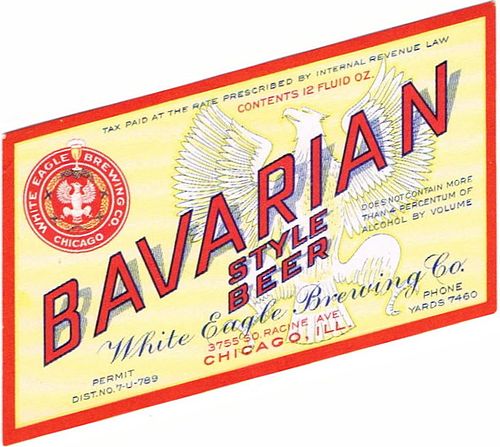 1933 Bavarian Style Beer 12oz IL54-11 Label Chicago Illinois