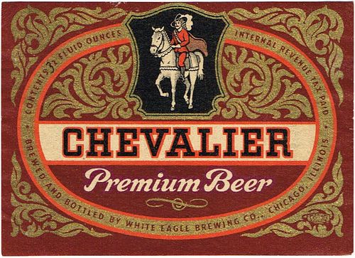 1946 Chevalier Beer 32oz One Quart IL55-05 Label Chicago Illinois