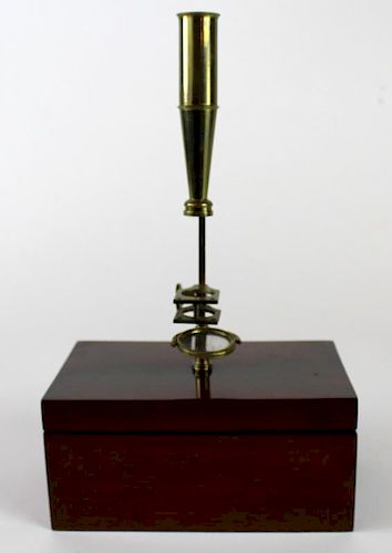 Antique English brass traveling field microscope