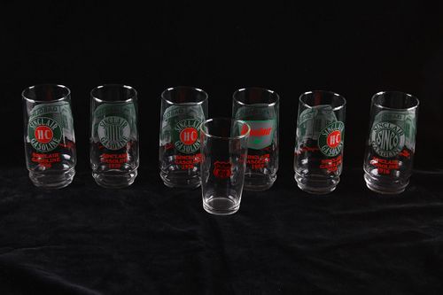 7 Vintage Sinclair & Phillips 66 Gas Beer Glasses