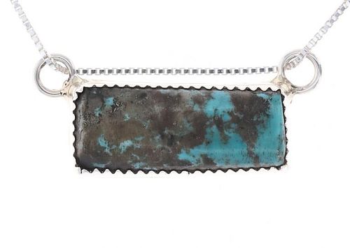 Navajo H Tsosie sterling Silver Turquoise Necklace