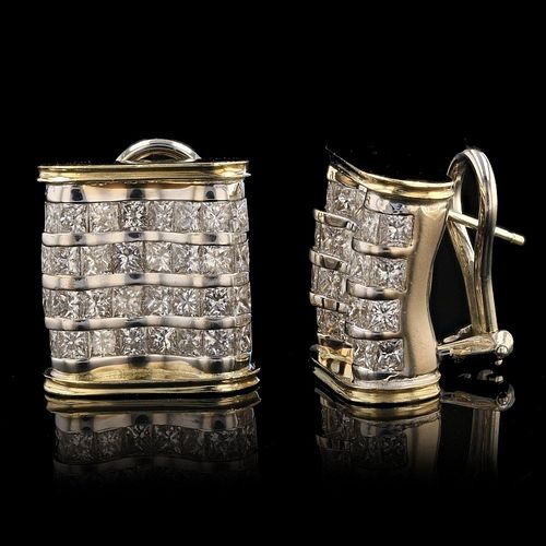 6.00ctw Diamond 18K Yellow and White Gold Earrings