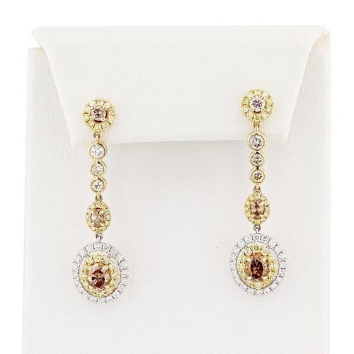 2.98ctw Diamond 14K White and Yellow Gold Earrings