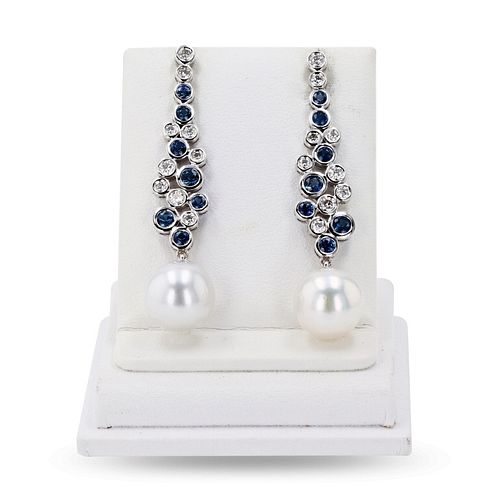 11mm South Sea Pearl and 1.70ctw Blue Sapphire and