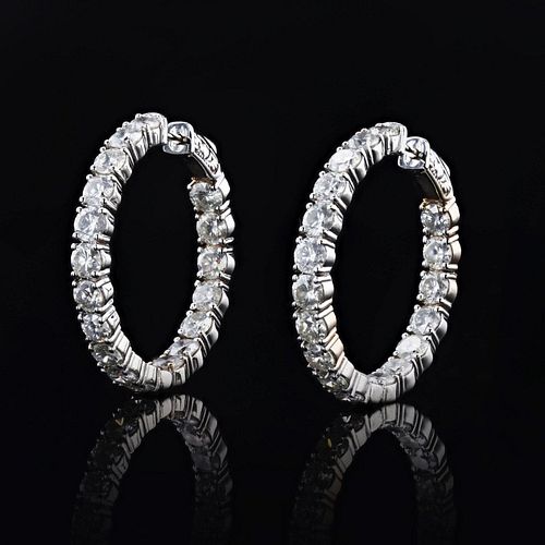 7.31ctw Diamond 14K White Gold Earrings