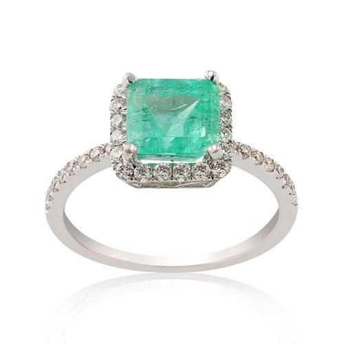 1.77ct Emerald and 0.43ctw Diamond 18KT White Gold