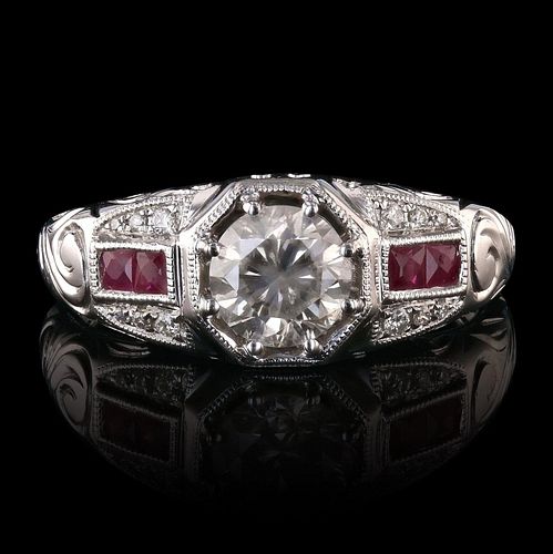 0.81ct VS2 CLARITY CENTER Diamond and 0.26ct Ruby