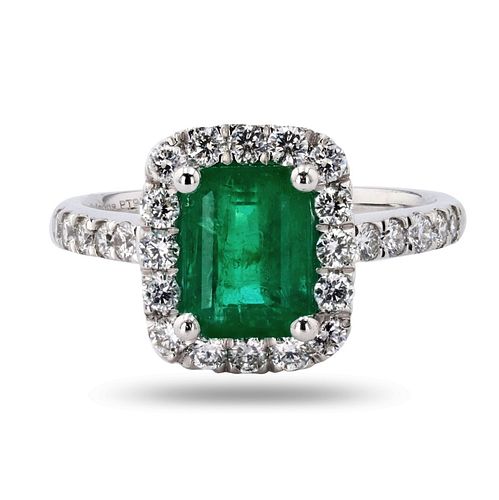 1.85ct Emerald and 0.66ctw Diamond Platinum Ring