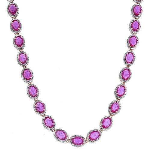 39.36ctw Ruby and 0.43ctw Diamond Necklace