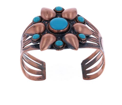 Bell Trading Post Solid Copper Turquoise Bracelet