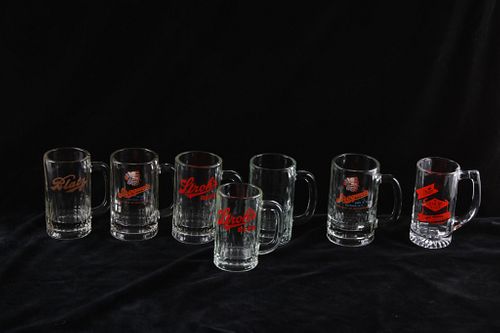 C. 1950-1990s Seven Breweriana Glass Beer Mugs