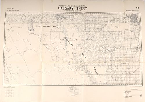 Alberta And British Columbia Sectional Map 1914