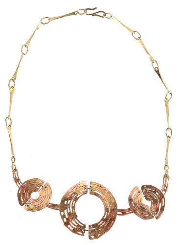 Joseph Boris Copper Chain Link Medallion Necklace