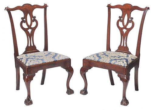 Pair Philadelphia Chippendale Walnut Side Chairs