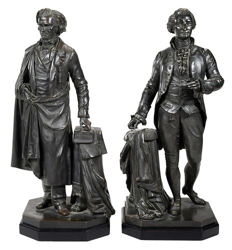 Two Bronze Figures, George Washington, John C. Calhoun, Emile Boyer