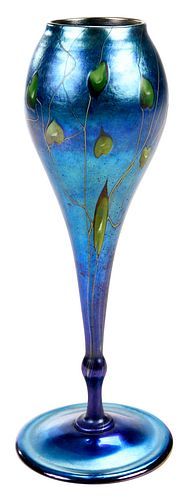 Tiffany Studios Favrile Blue Glass Vase