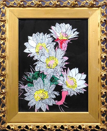Antique American Handcraft Tinsel Painting