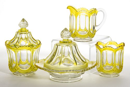 VIRGINIA / GALLOWAY - YELLOW-STAINED FOUR-PIECE TABLE SET