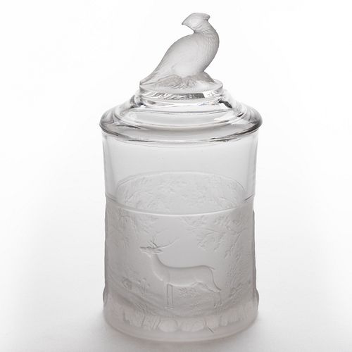 THREE FACE / DUNCAN NO. 400 (OMN) - DEER AND QUAIL COVERED MARMALADE / PICKLE JAR