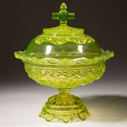 BELMONT NO. 100 / DAISY AND BUTTON LARGE COVERED COMPOTE