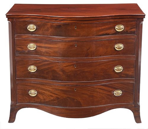 Virginia Federal Figured Mahogany Serpentine Chest of Drawers