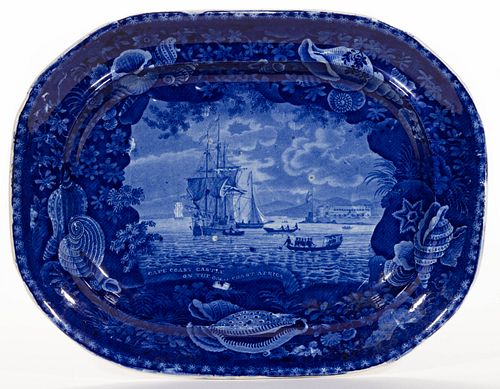 STAFFORDSHIRE AFRICAN VIEW TRANSFER-PRINTED CERAMIC PLATTER