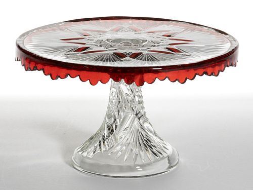 CHAMPION (OMN) - RUBY-STAINED SALVER / CAKE STAND