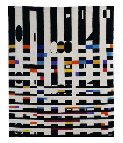 Yaacov G. Agam (1928 - ) Abstract 87" x 71" Woven Tapestry 1970