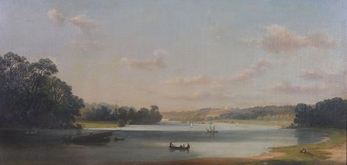DL Bihan (British, 1852) Thames River Oil Painting