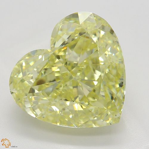 5.02 ct, Natural Fancy Yellow Even Color, VS2, Heart cut Diamond (GIA Graded), Appraised Value: $288,100 