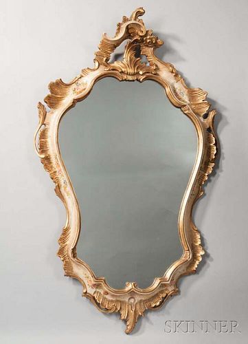 Louis XV-style Giltwood and Painted Mirror