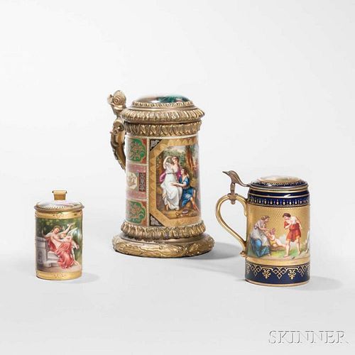 Three Royal Vienna Porcelain Steins