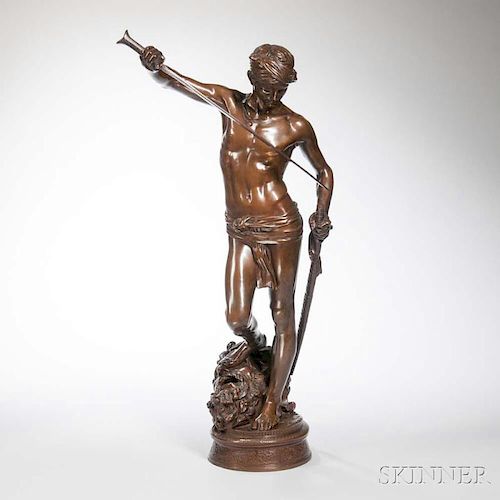 Antonin Mercié (act. France, 1845-1916)       Bronze of David the Conqueror