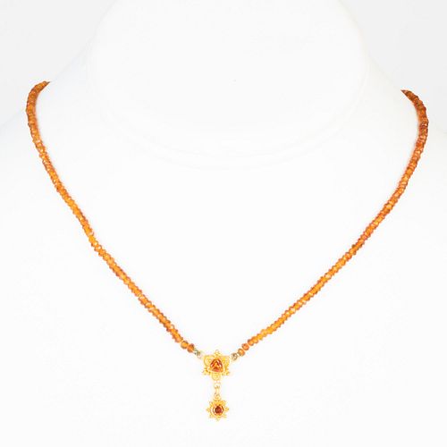 22k Gold and Citrine Beaded Necklace