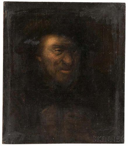 Dutch School, 17th Century Style      Bust of a Man in the Style of Rembrandt